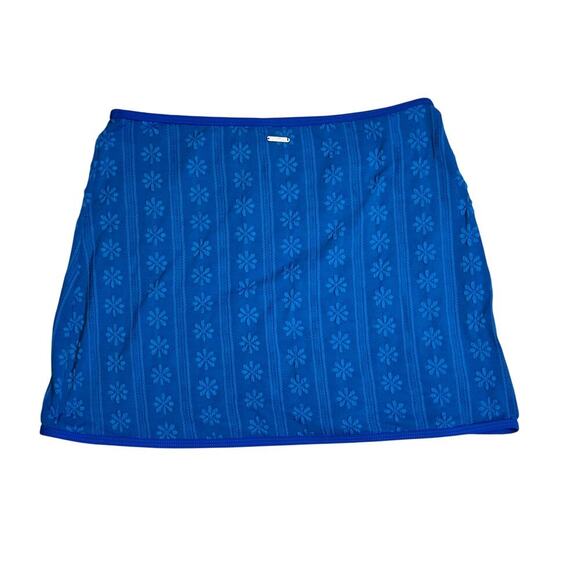 New BERLOOK Blue Jacquard Textured Stretch Swimsuit Cover-Up Skirt Women's Sz L - Picture 6 of 11